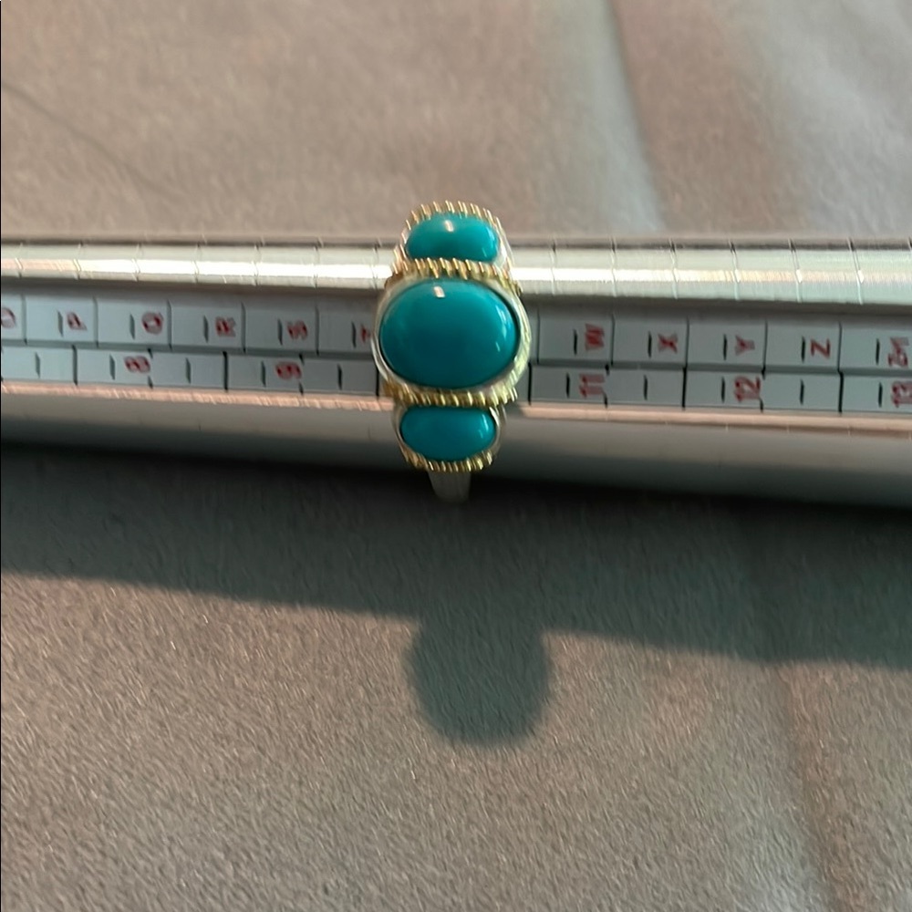 Blue and Gold Southwestern Ring with Turquoise Accents